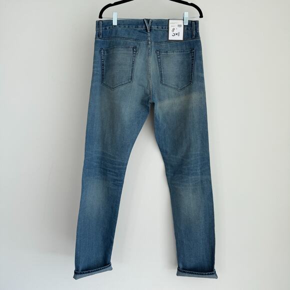 3x1 Jeans Mens 34x34 Blue M3 Selvedge Slim Straight Faded Drigs Denim Button Fly - Picture 4 of 13